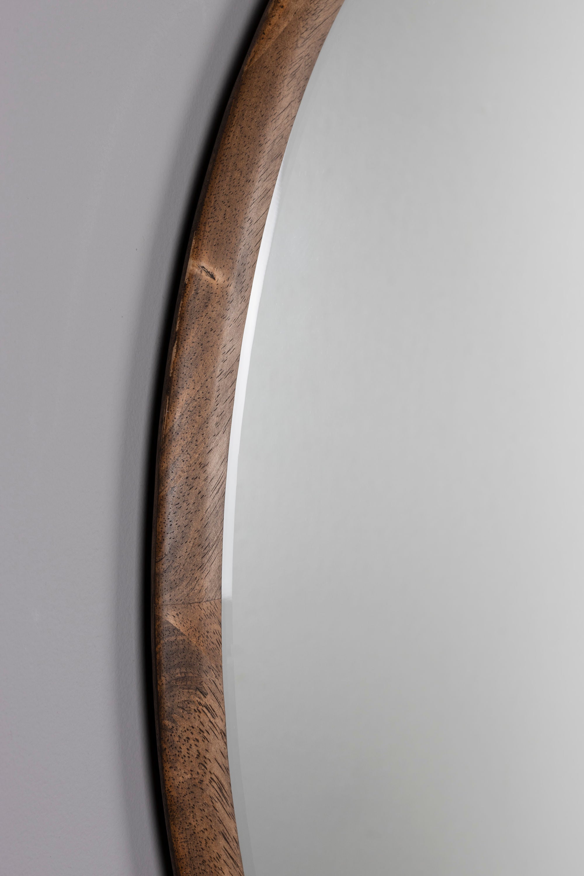 Dutchbone Gale Walnut Brown Wood Round Wall Mirror